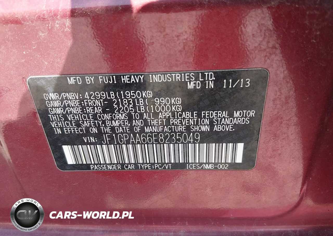 2014 Subaru Impreza 2.0I VIN:JF1GPAA66E8235049 - 9