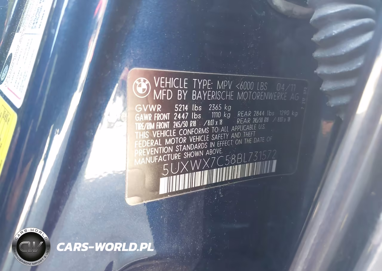 2011 BMW X3 xDrive35I VIN:5UXWX7C58BL731572 - 9