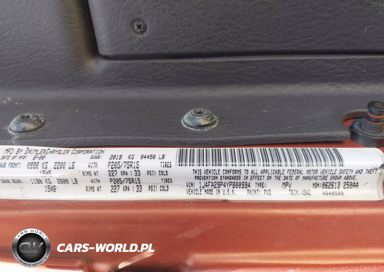 2000 Jeep Wrangler Se VIN:1J4FA29P4YP800994 - 9