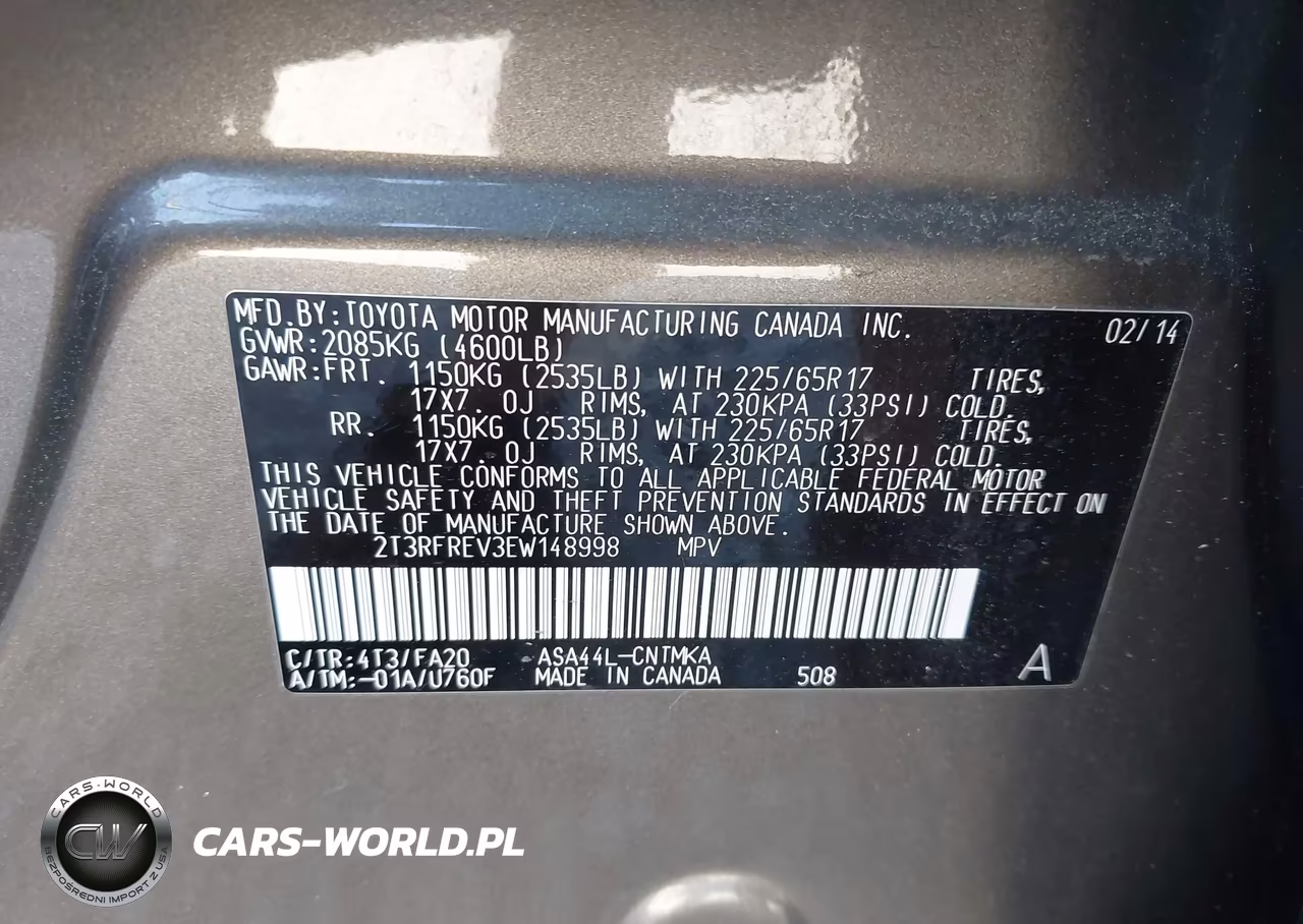 2014 Toyota Rav4 Xle VIN:2T3RFREV3EW148998 - 9