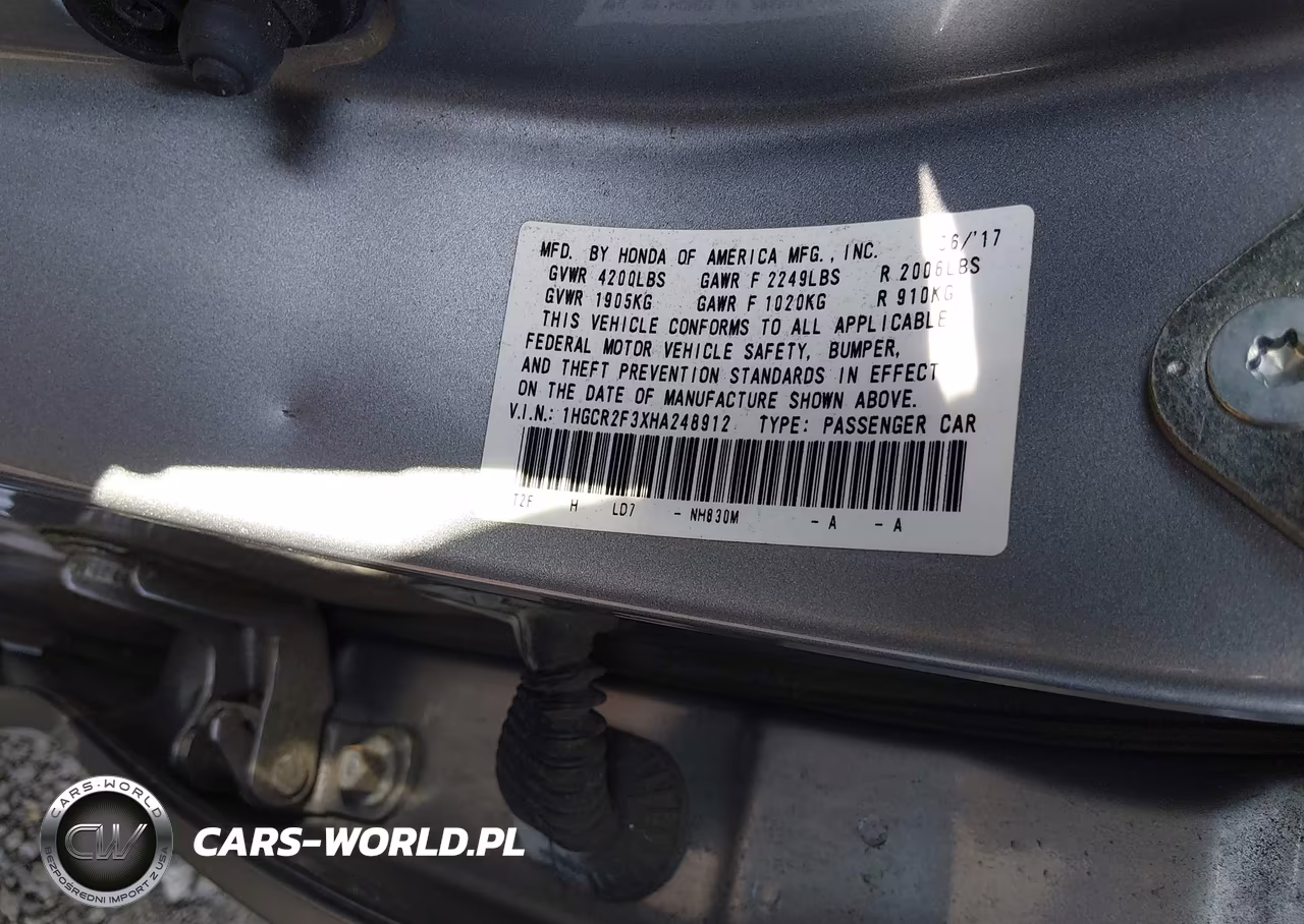 2017 Honda Accord Lx VIN:1HGCR2F3XHA248912 - 9