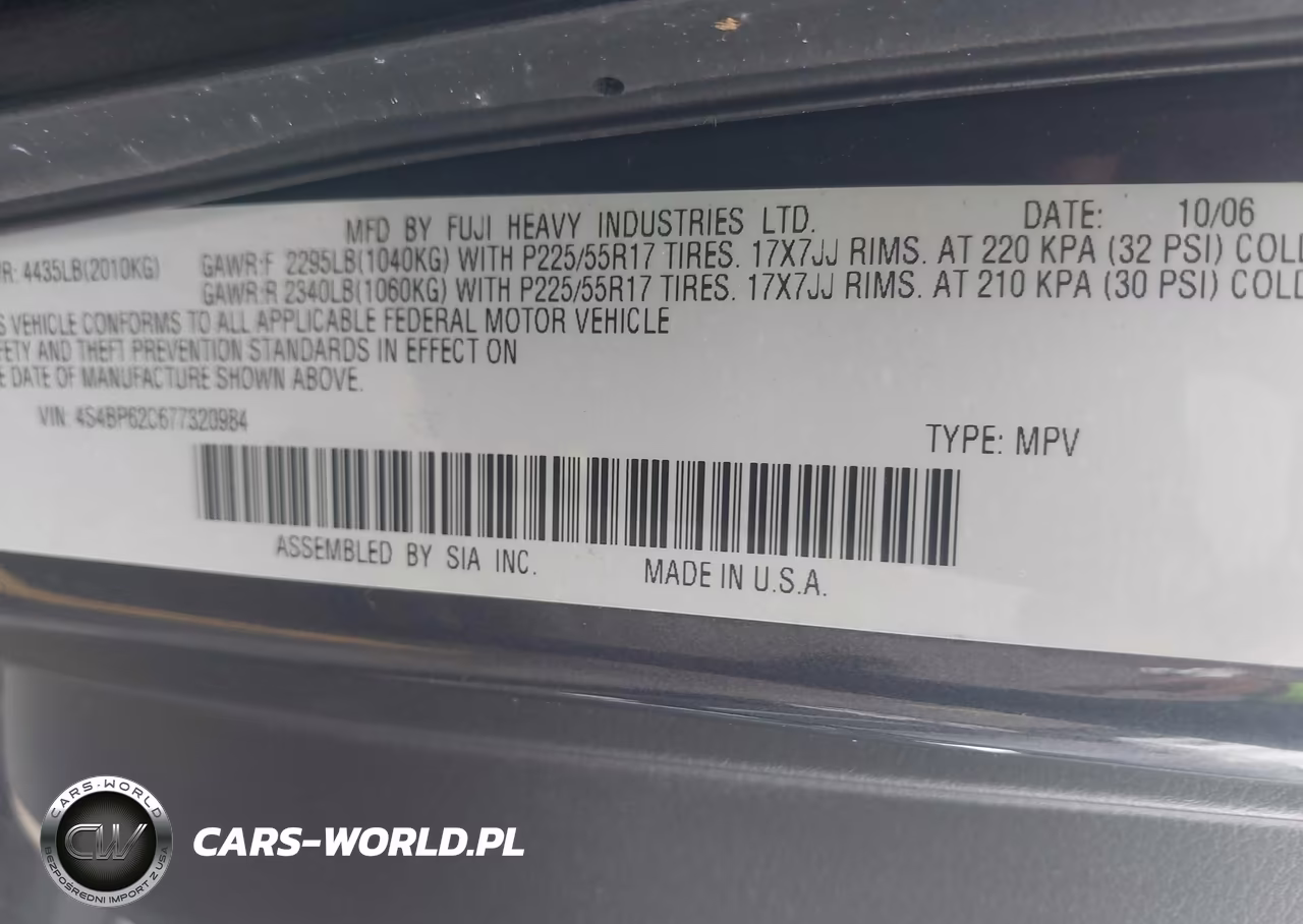 2007 Subaru Outback 2.5I Limited VIN:4S4BP62C677320984 - 9