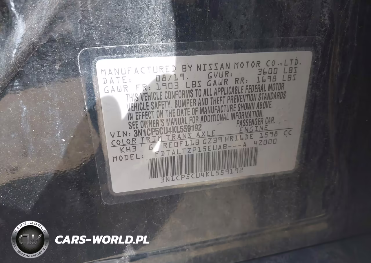 2019 Nissan Kicks Sr VIN:3N1CP5CU4KL559192 - 9