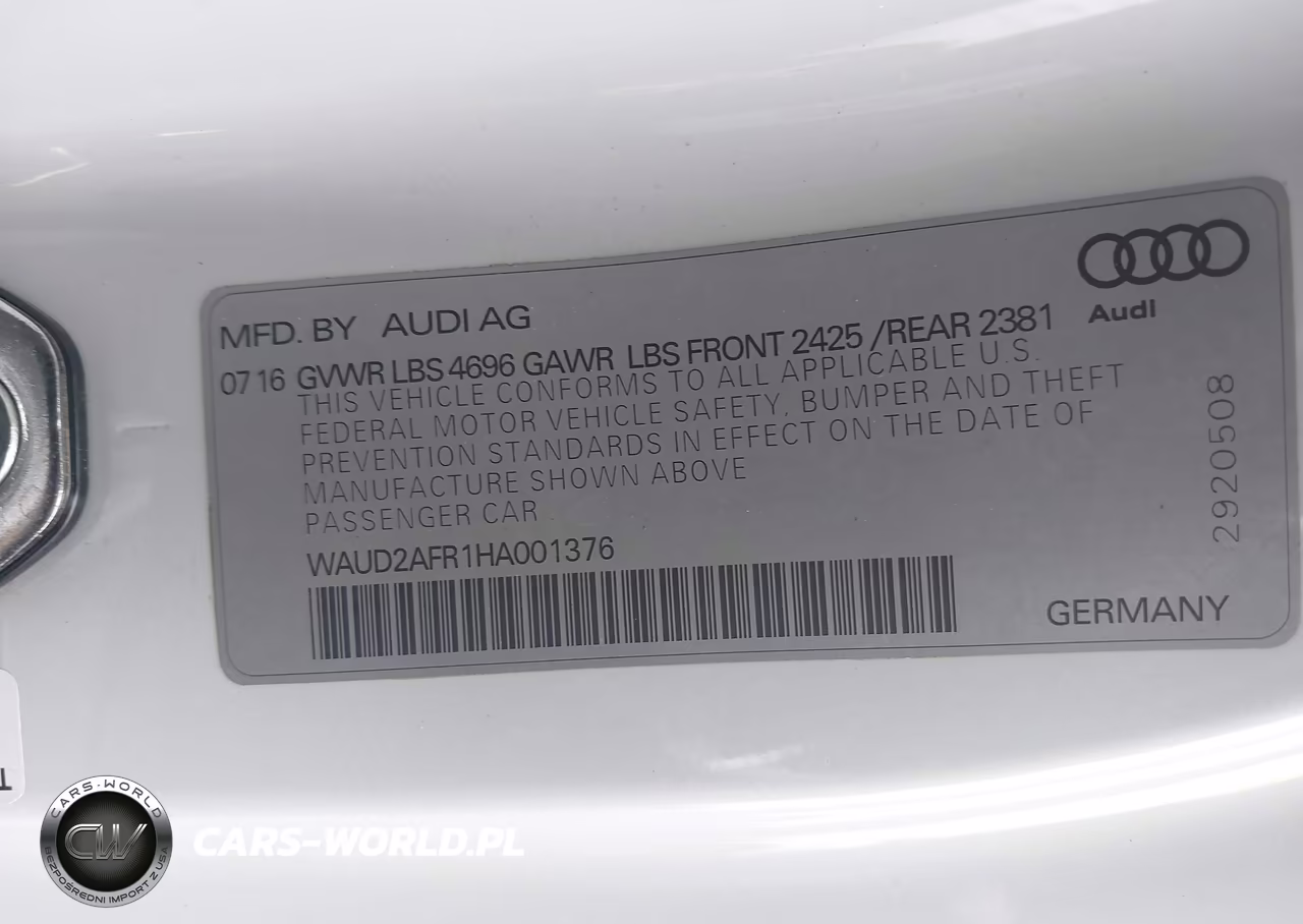 2017 Audi A5 Sport VIN:WAUD2AFR1HA001376 - 9