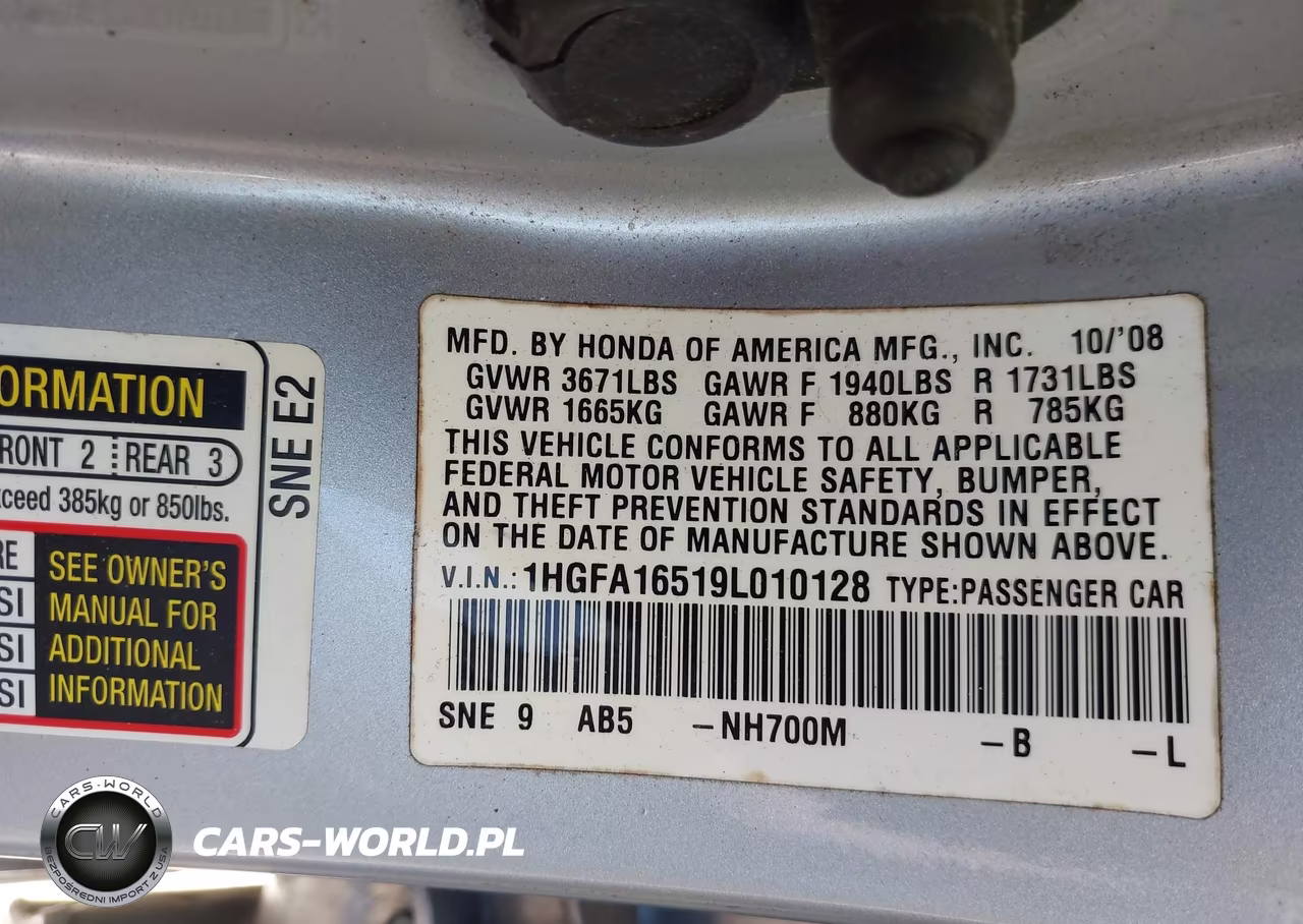 2009 Honda Civic Lx VIN:1HGFA16519L010128 - 9