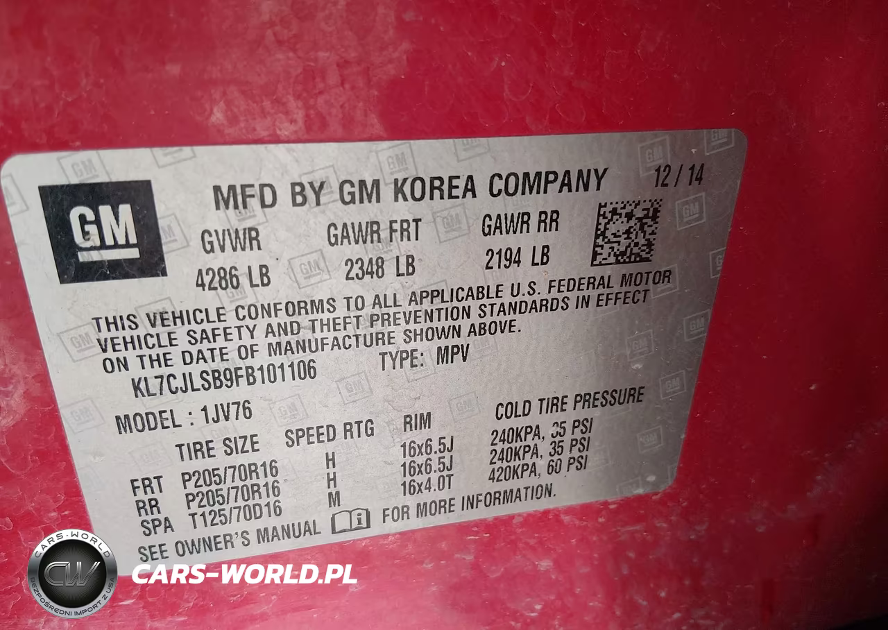 2015 Chevrolet Trax Lt VIN:KL7CJLSB9FB101106 - 9