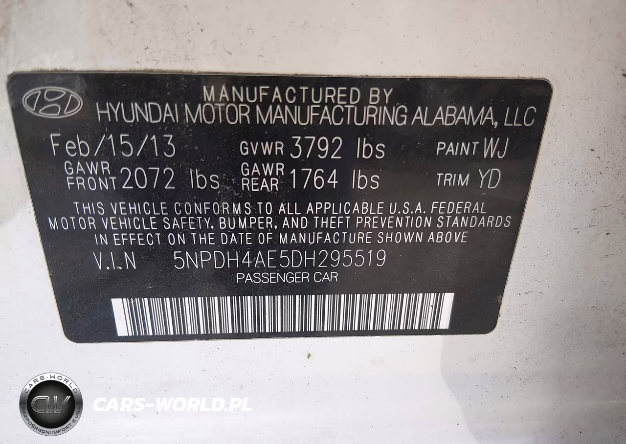 2013 Hyundai Elantra Gls VIN:5NPDH4AE5DH295519 - 8