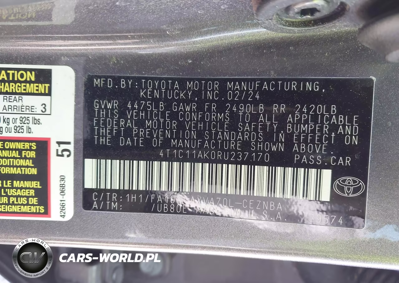 2024 Toyota Camry Le VIN:4T1C11AK0RU237170 - 9