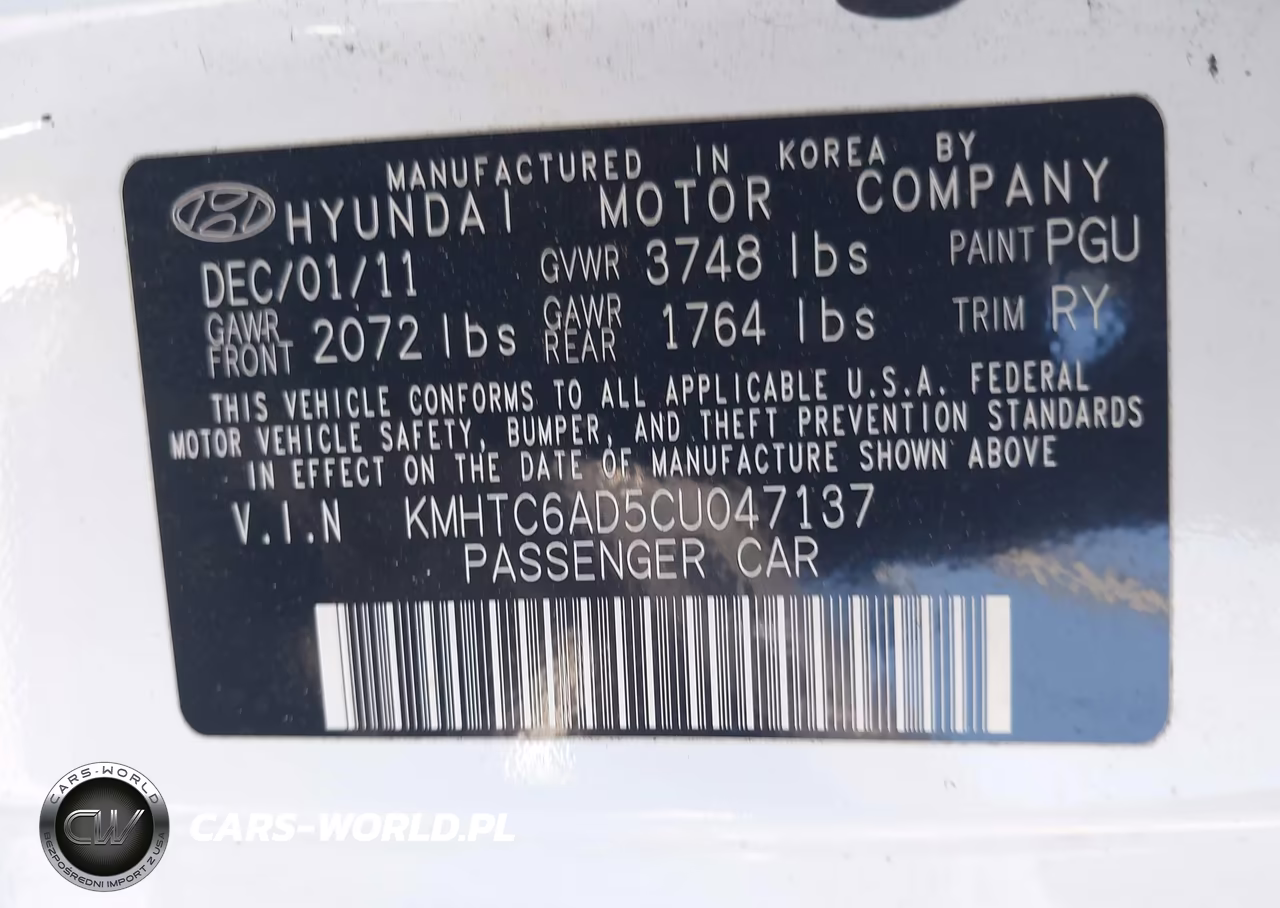 2012 Hyundai Veloster Base W-Gray VIN:KMHTC6AD5CU047137 - 9