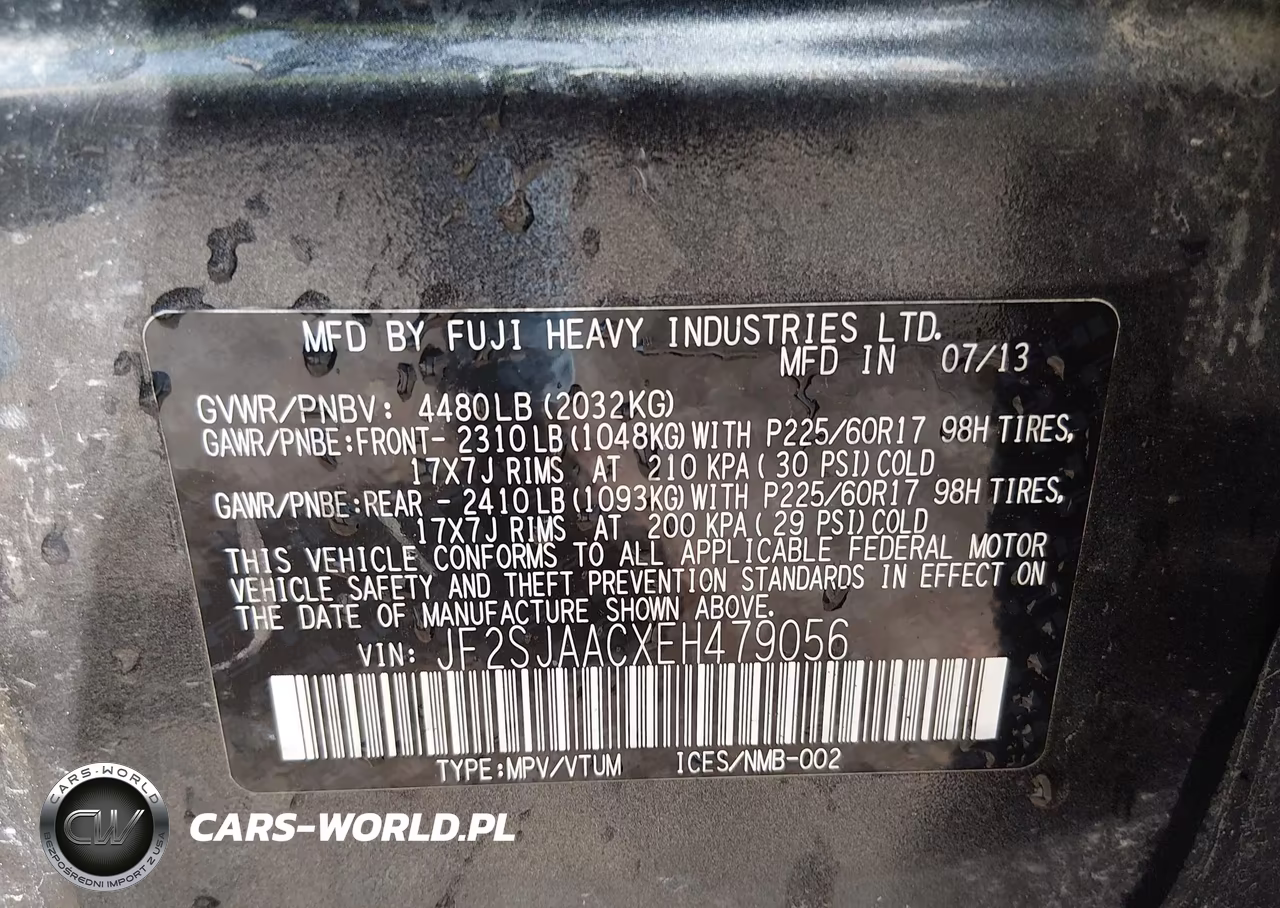 2014 Subaru Forester 2.5I VIN:JF2SJAACXEH479056 - 9