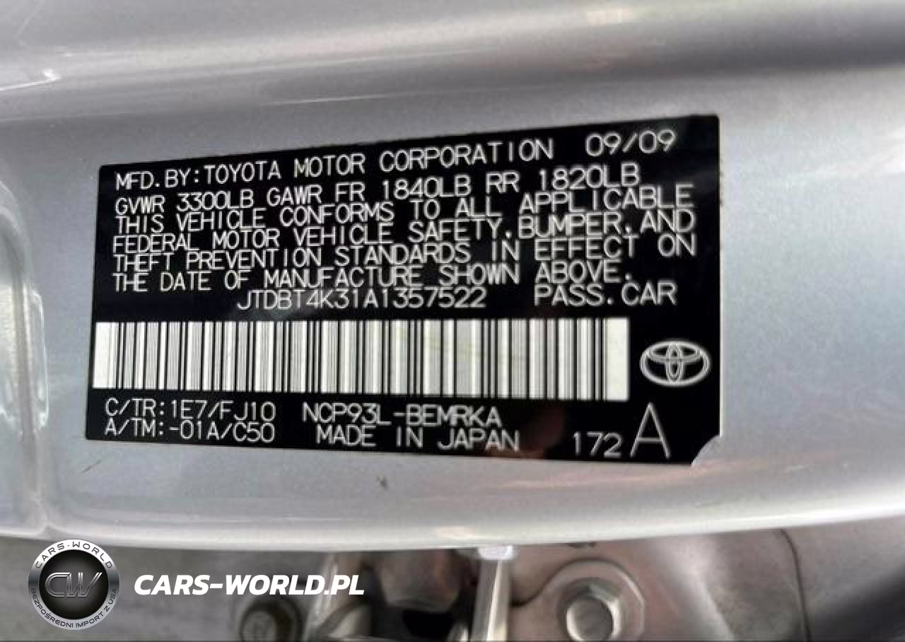 2010 Toyota Yaris VIN:JTDBT4K31A1357522 - 9