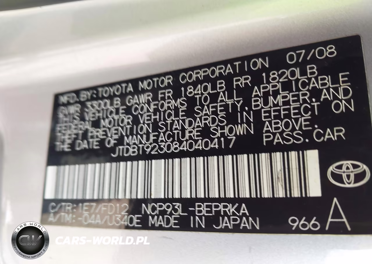 2008 Toyota Yaris VIN:JTDBT923084040417 - 9
