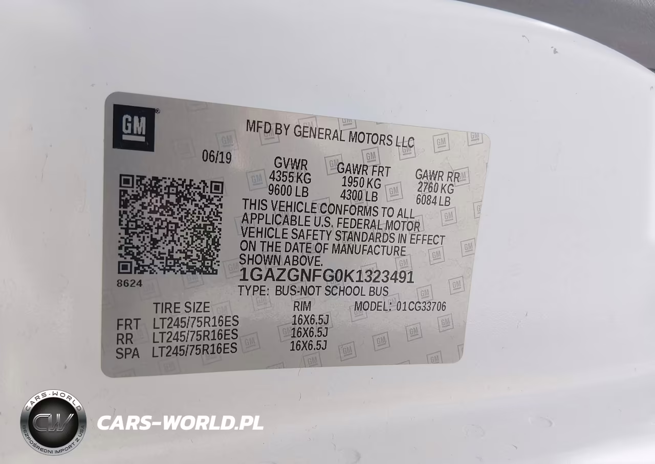 2019 Chevrolet Express 3500 Ls VIN:1GAZGNFG0K1323491 - 9