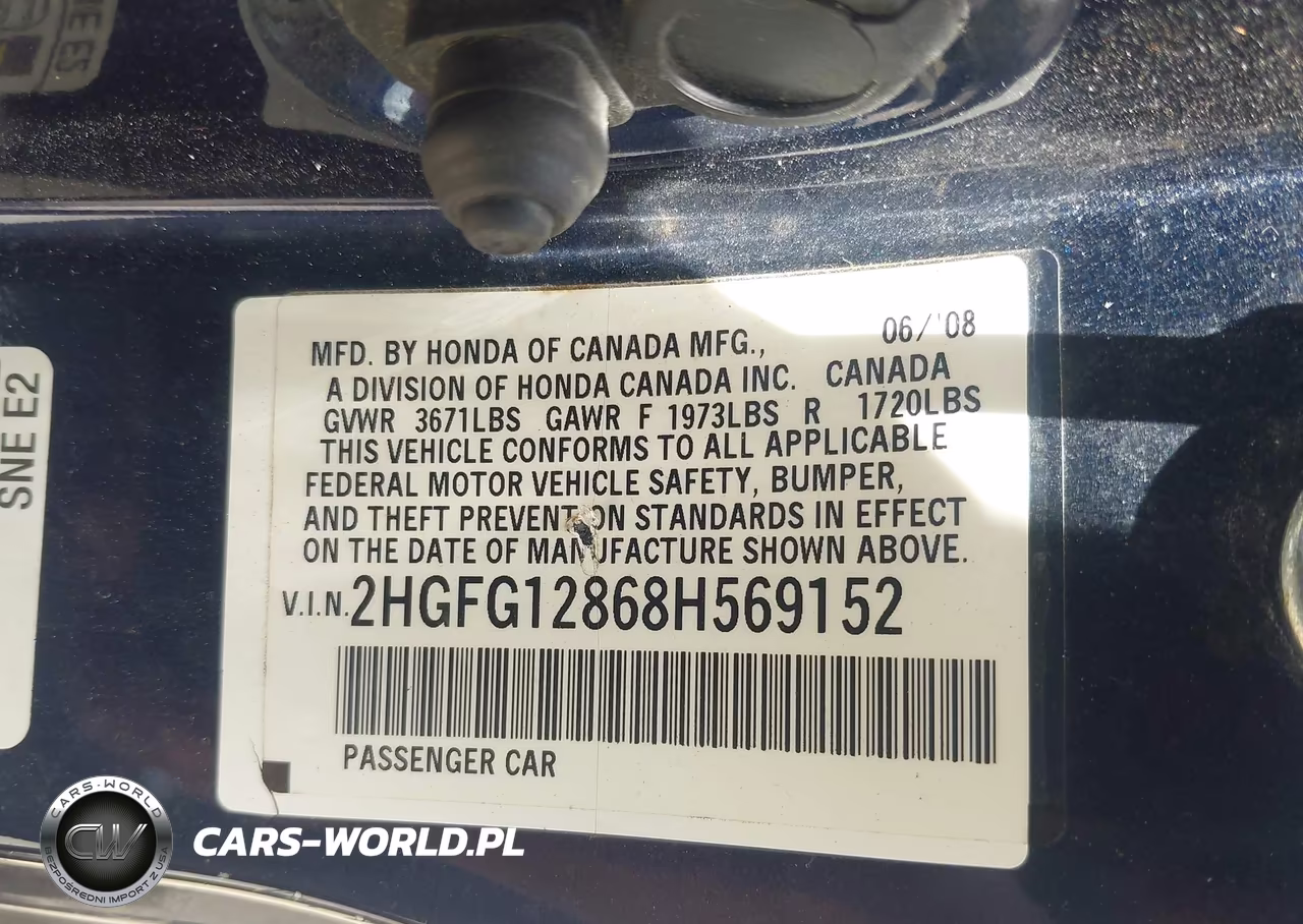 2008 Honda Civic Ex VIN:2HGFG12868H569152 - 9