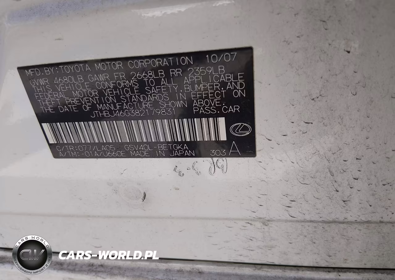2008 Lexus Es 350 VIN:JTHBJ46G382179831 - 9