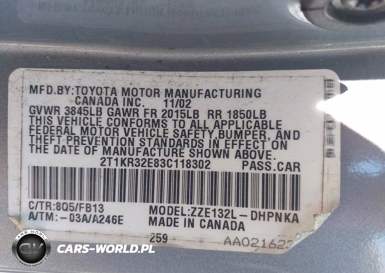 2003 Toyota Matrix Xr VIN:2T1KR32E83C118302 - 9