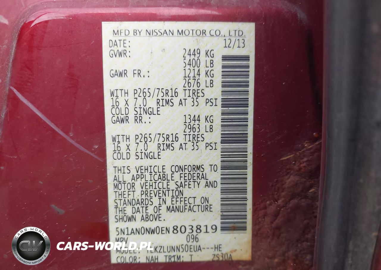 2014 Nissan Xterra Pro-4X VIN:5N1AN0NW0EN803819 - 9
