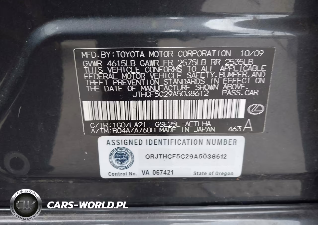 2010 Lexus Is 250 VIN:JTHCF5C29A5038612 - 9