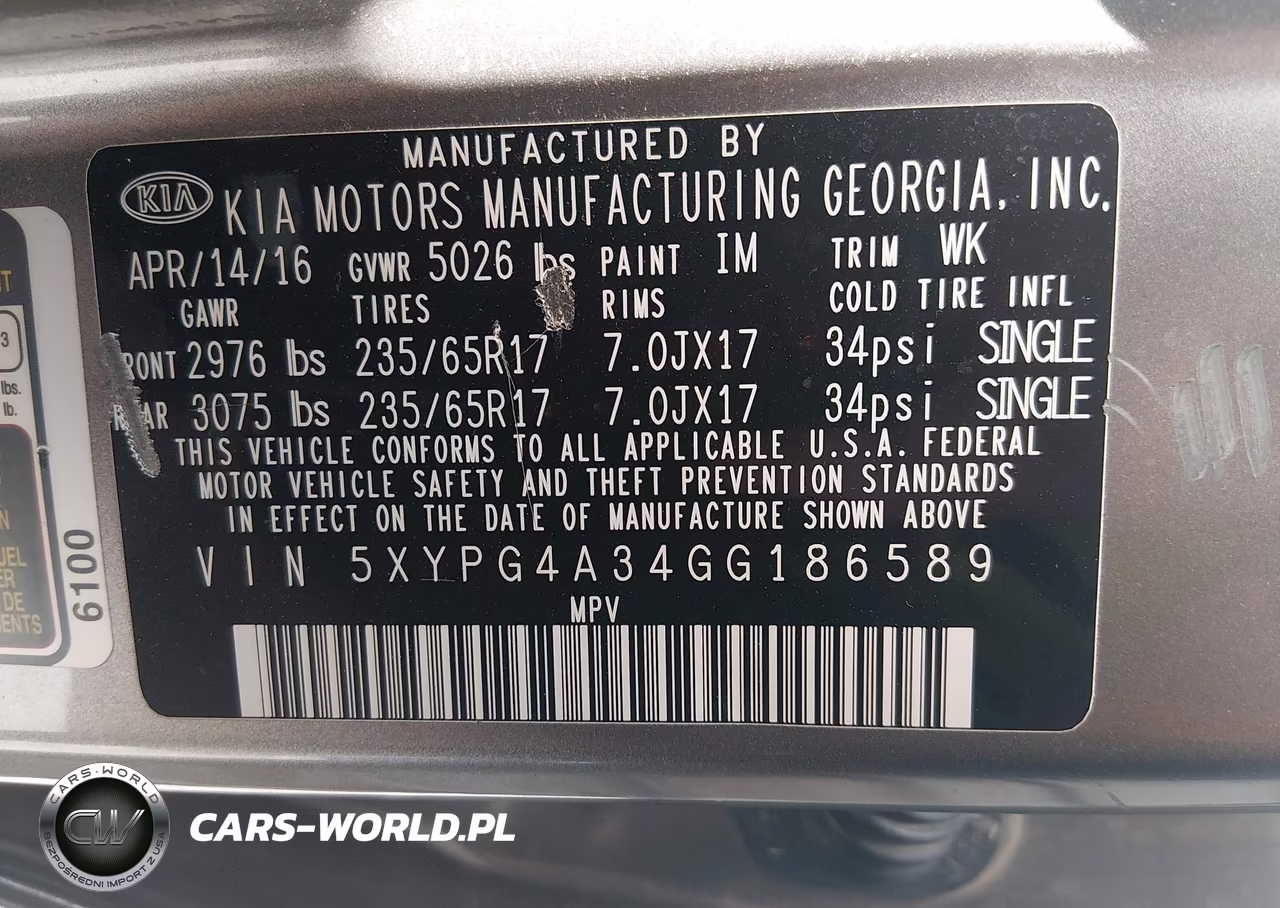 2016 Kia Sorento 2.4L L VIN:5XYPG4A34GG186589 - 9