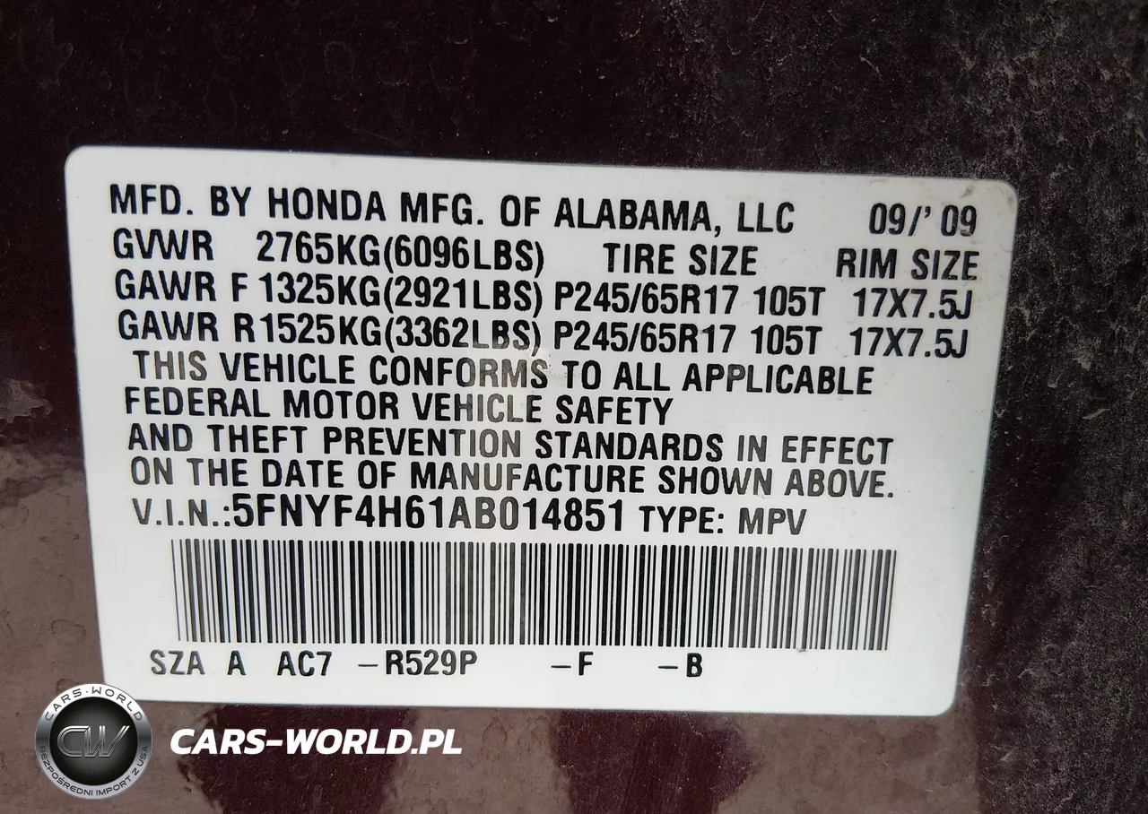 2010 Honda Pilot Ex-L VIN:5FNYF4H61AB014851 - 9