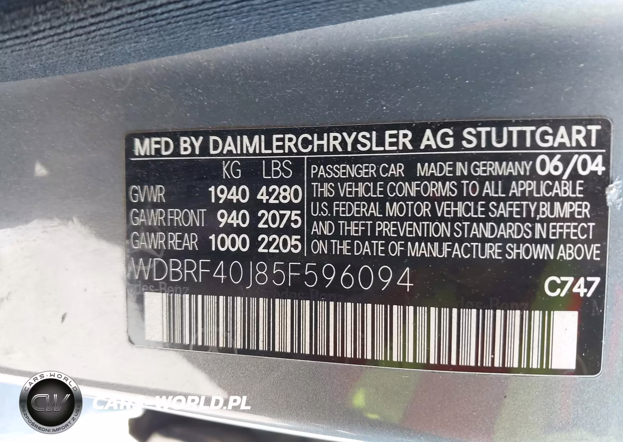 2005 Mercedes-Benz C 230 Kompressor Sport VIN:WDBRF40J85F596094 - 9