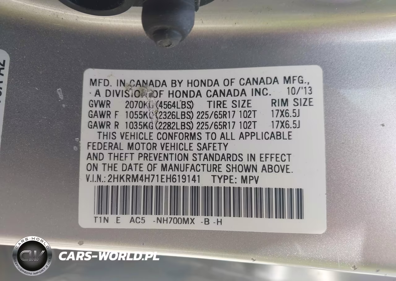 2014 Honda Cr-V Ex-L VIN:2HKRM4H71EH619141 - 9