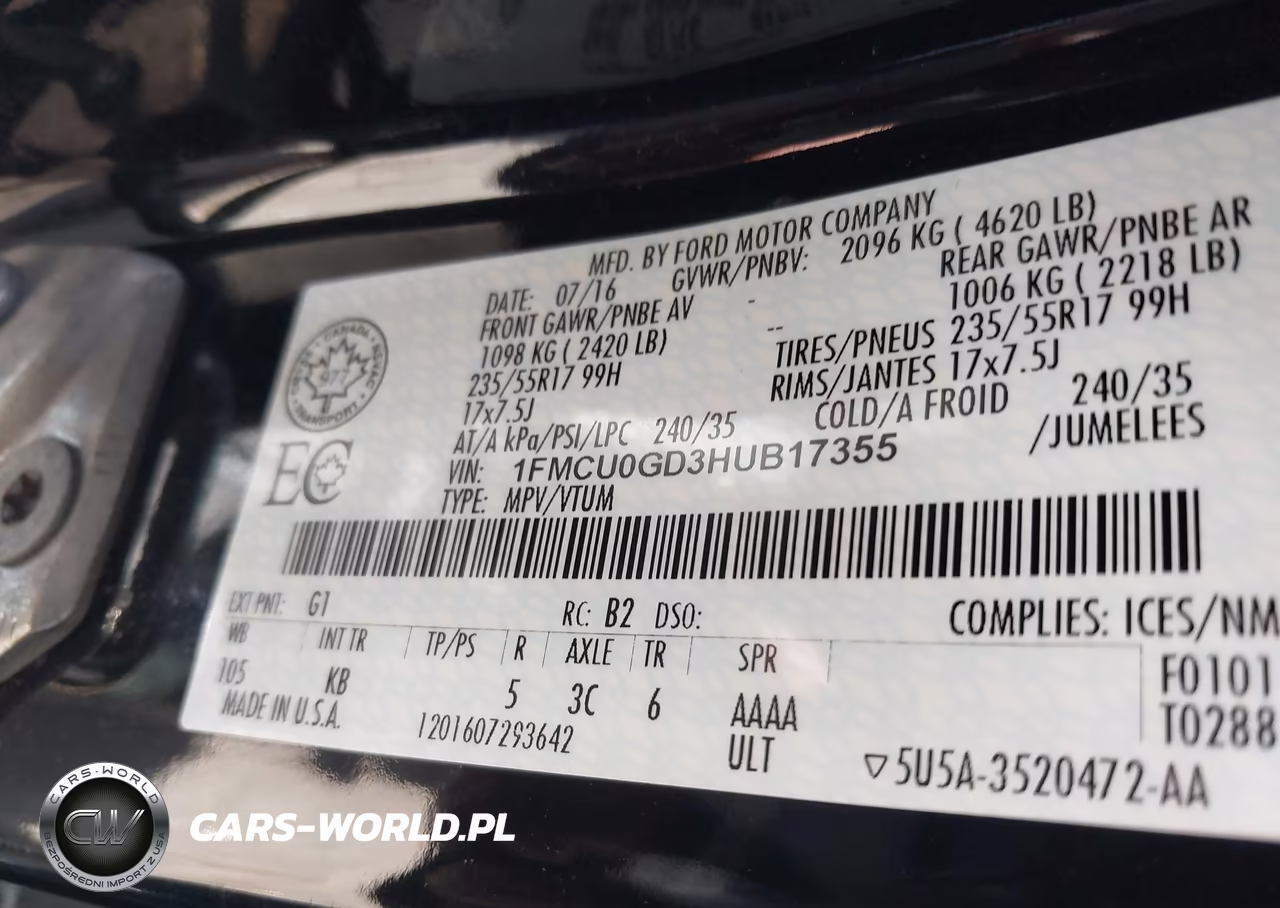 2017 Ford Escape Se VIN:1FMCU0GD3HUB17355 - 9