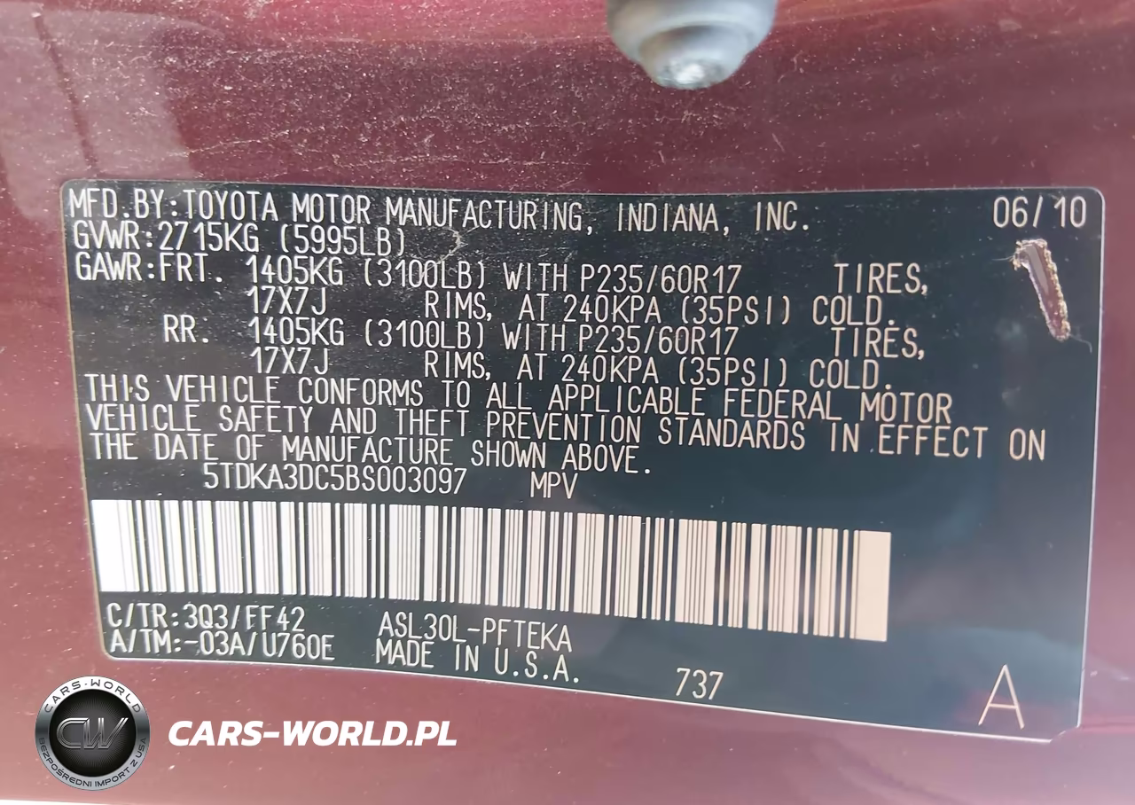 2011 Toyota Sienna VIN:5TDKA3DC5BS003097 - 9