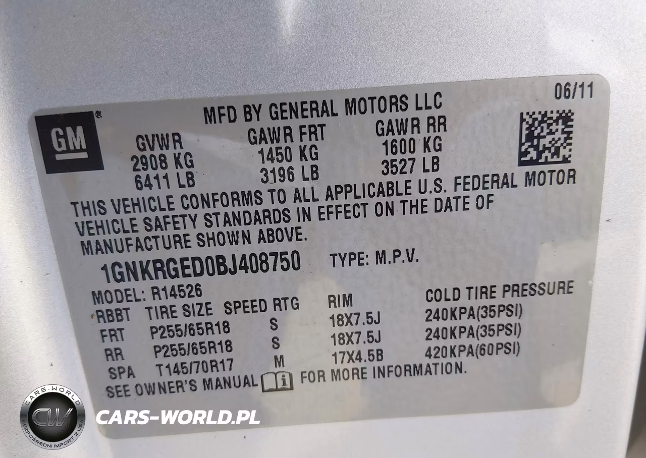 2011 Chevrolet Traverse 1Lt VIN:1GNKRGED0BJ408750 - 9