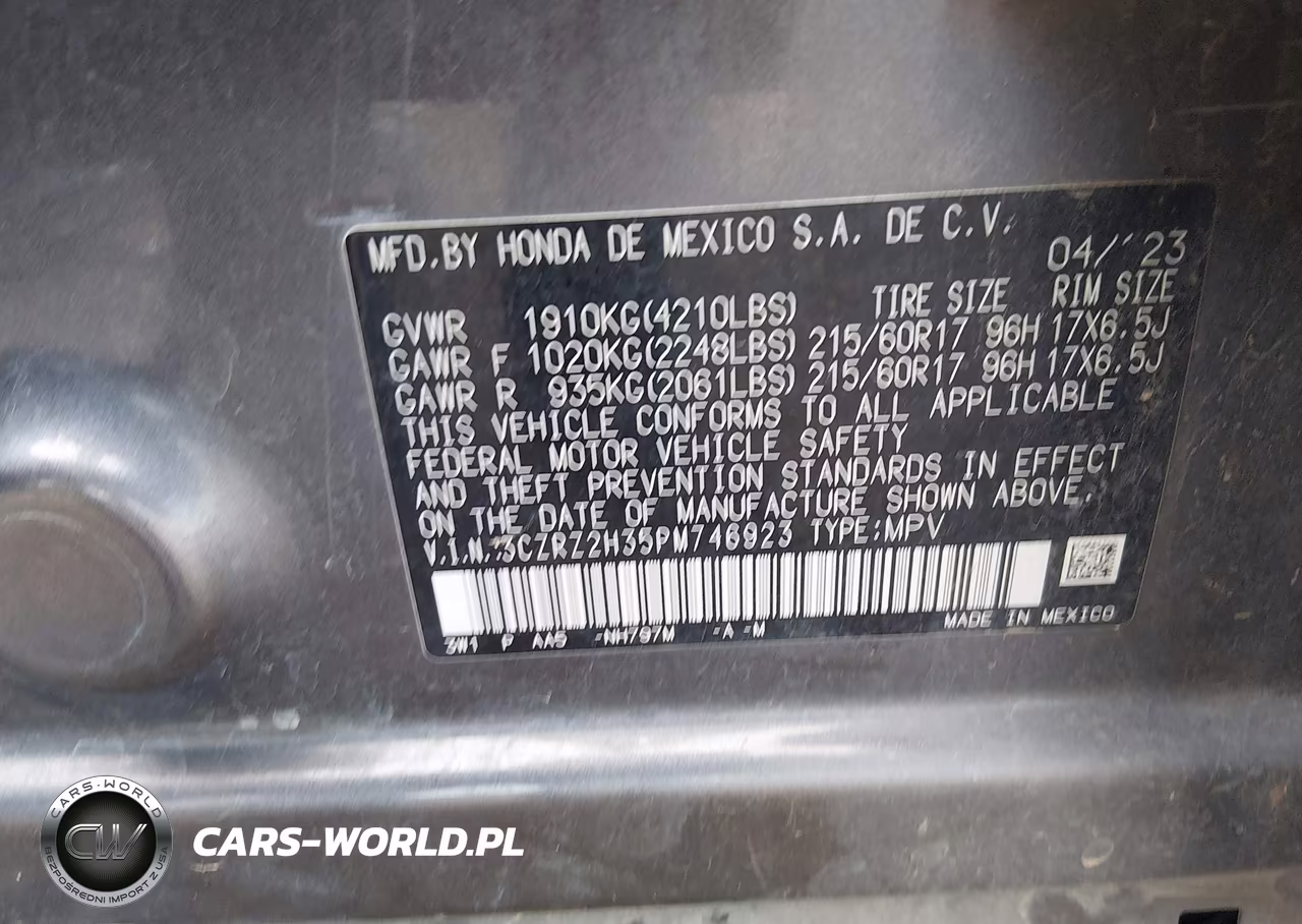 2023 Honda Hr-V Awd Lx VIN:3CZRZ2H35PM746923 - 9