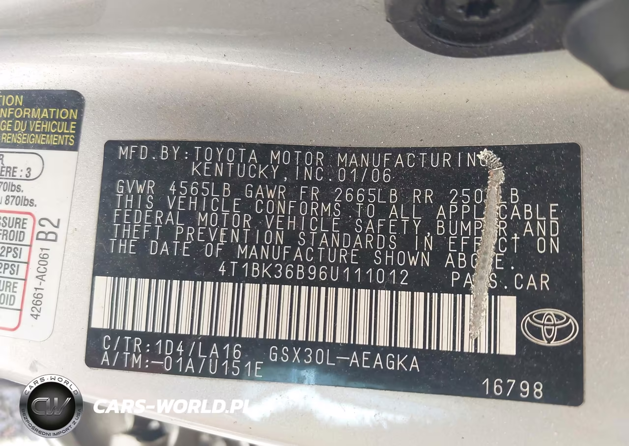 2006 Toyota Avalon Xls VIN:4T1BK36B96U111012 - 9