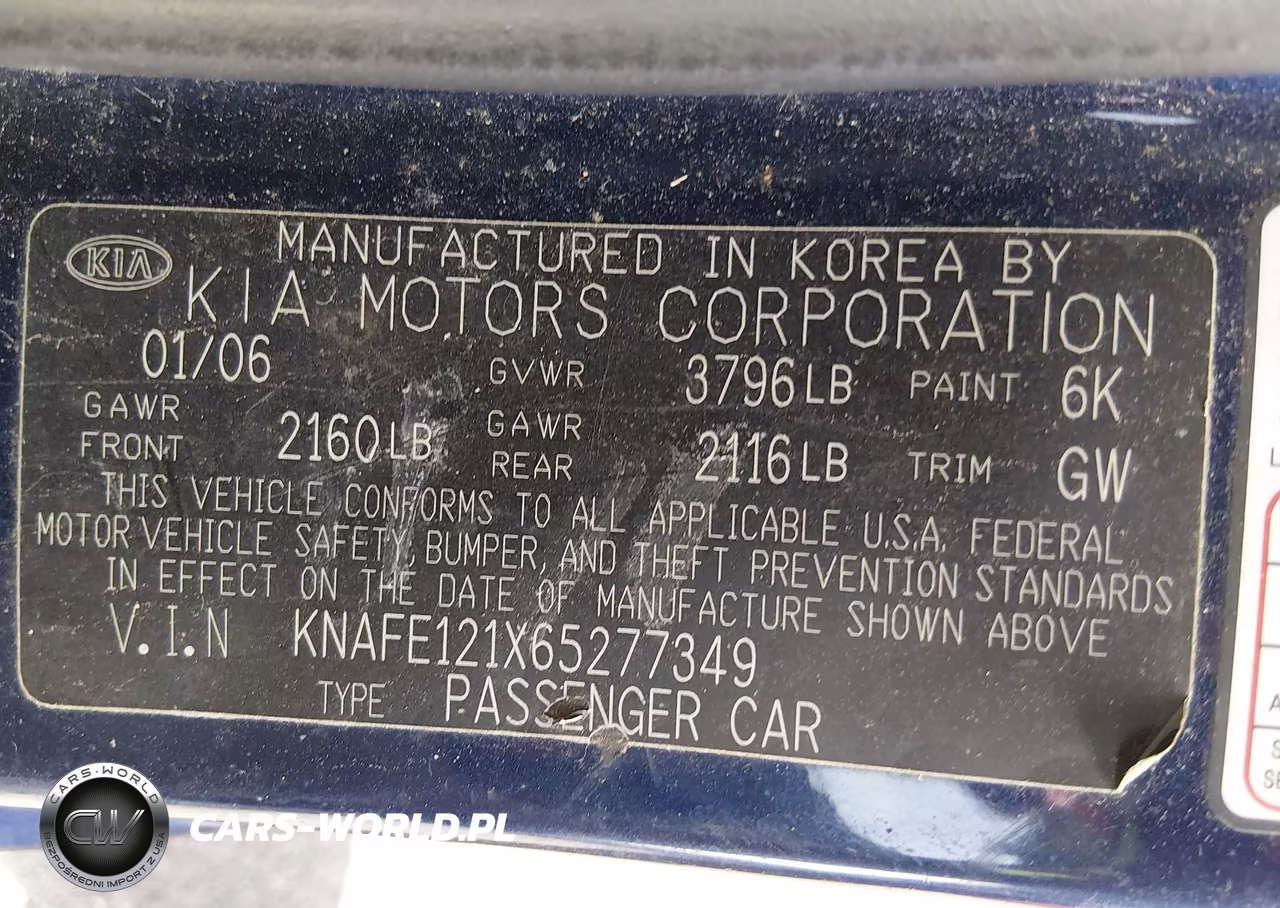 2006 Kia Spectra Ex-Lx-Sx VIN:KNAFE121X65277349 - 9