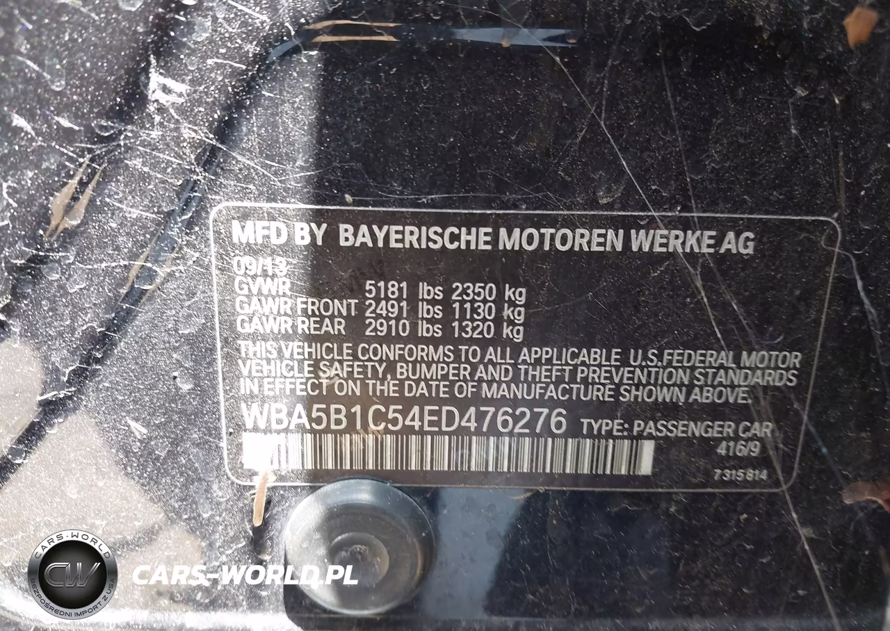 2014 BMW 535I VIN:WBA5B1C54ED476276 - 9