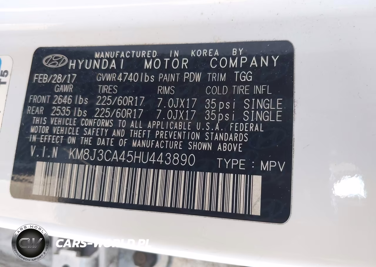 2017 Hyundai Tucson Se VIN:KM8J3CA45HU443890 - 9
