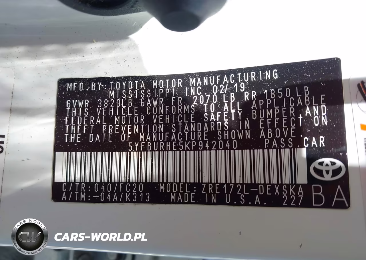2019 Toyota Corolla Se VIN:5YFBURHE5KP942040 - 9