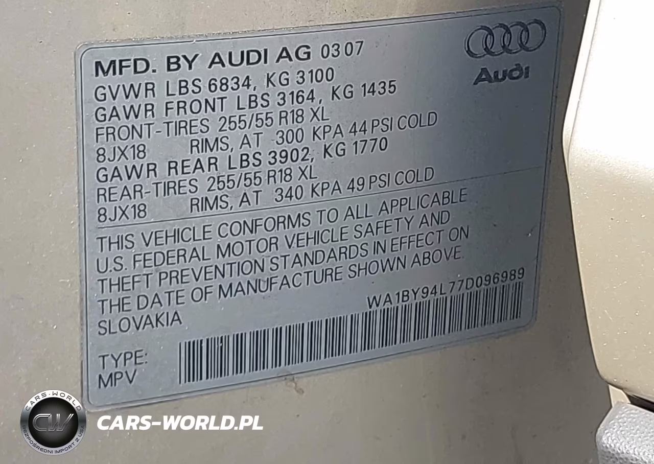 2007 Audi Q7 3.6 Premium VIN:WA1BY94L77D096989 - 9
