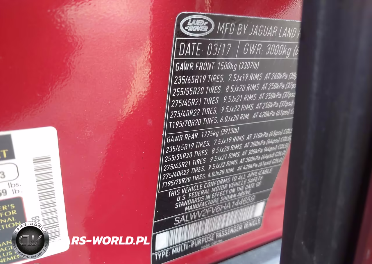 2017 Land Rover Range Rover Sport 3.0L V6 Supercharged Hse Dynamic VIN:SALWV2FV6HA144659 - 9
