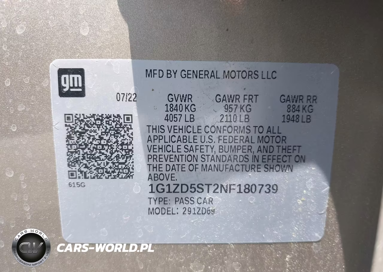 2022 Chevrolet Malibu Fwd Lt VIN:1G1ZD5ST2NF180739 - 9