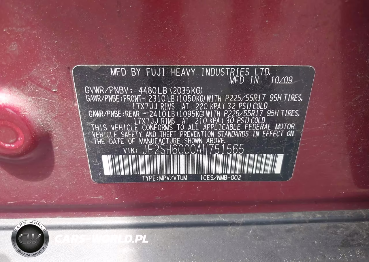 2010 Subaru Forester 2.5X Premium VIN:JF2SH6CC0AH751565 - 9