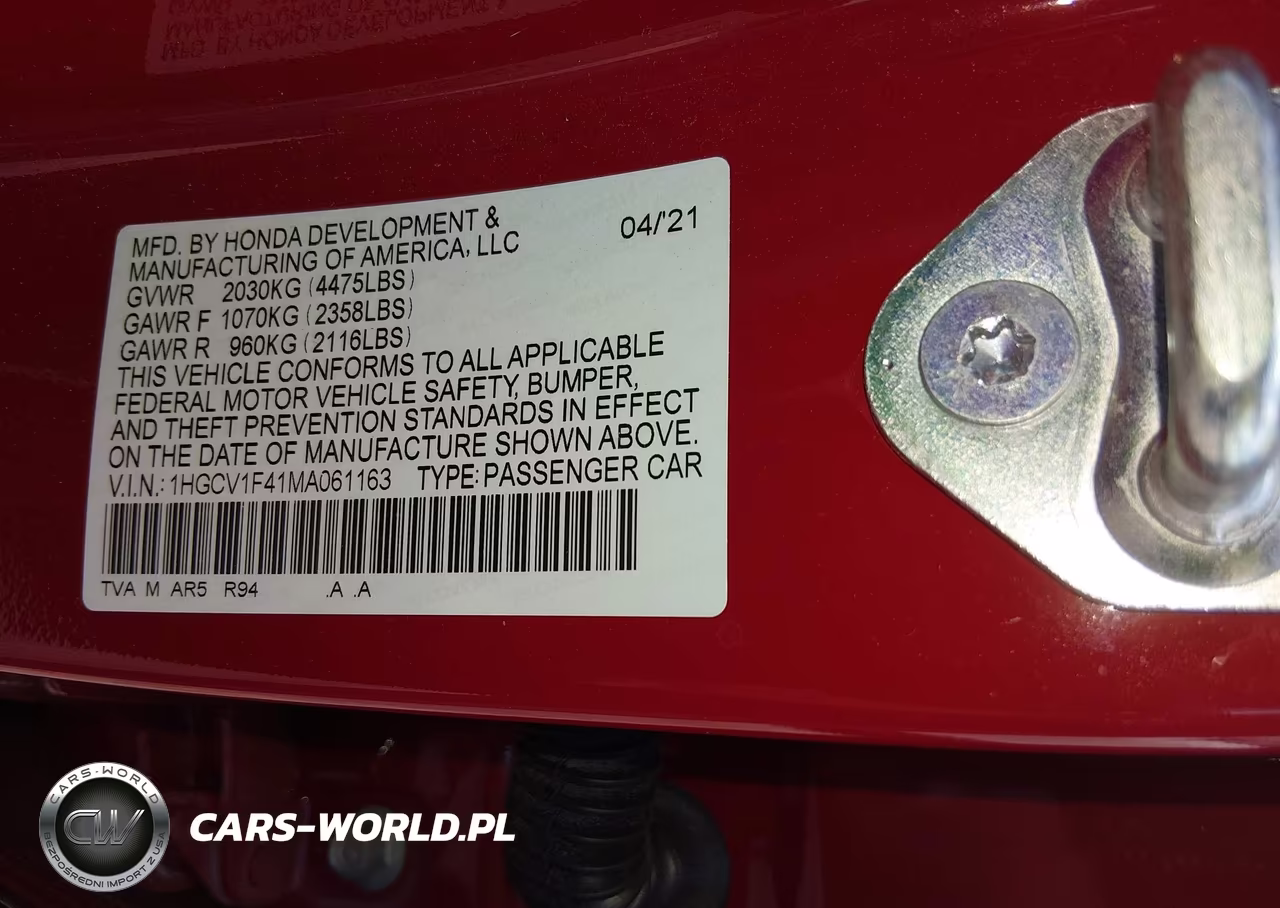 2021 Honda Accord Sport Special Edition VIN:1HGCV1F41MA061163 - 9