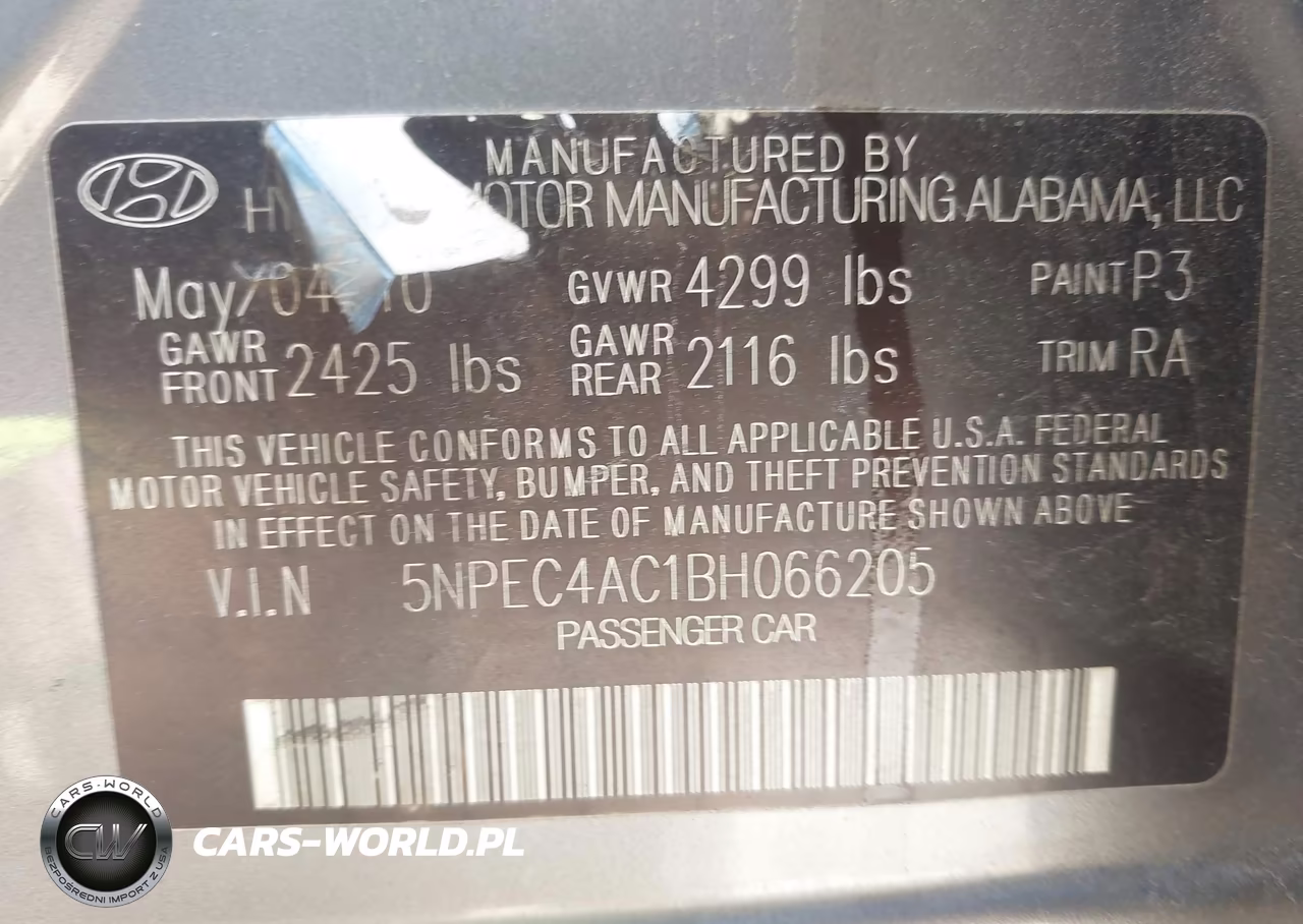 2011 Hyundai Sonata Se VIN:5NPEC4AC1BH066205 - 9