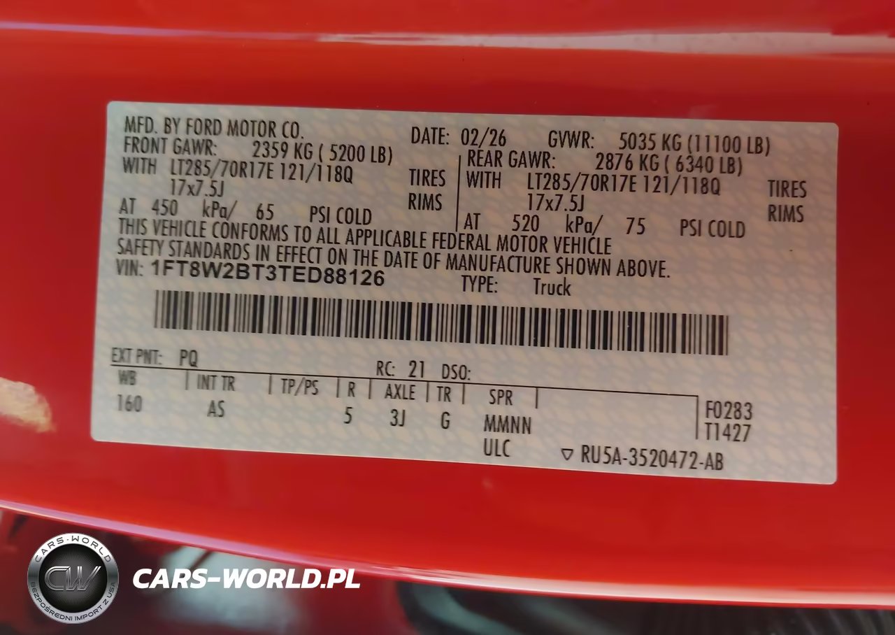 2026 Ford F-250 Xl VIN:1FT8W2BT3TED88126 - 8