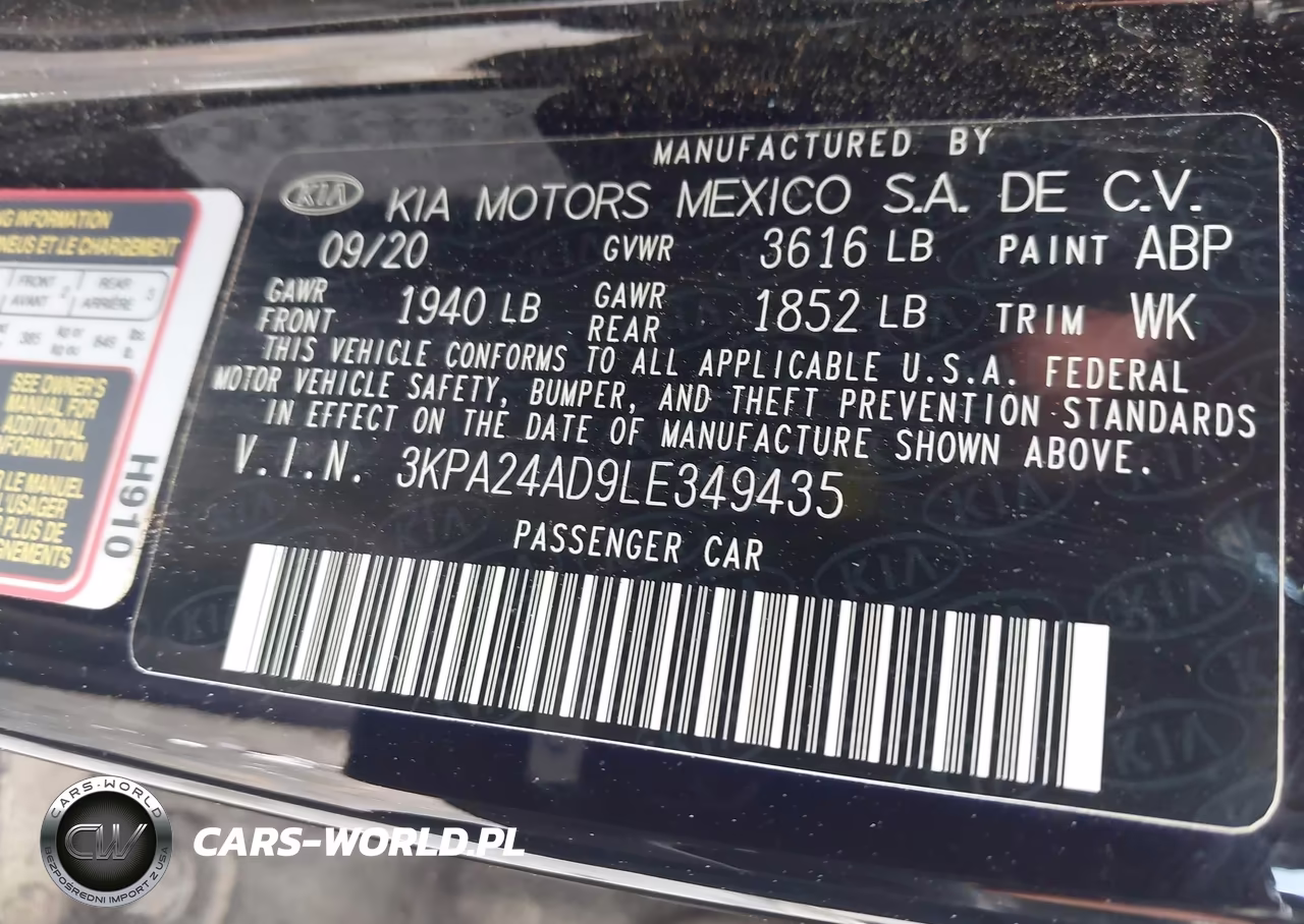 2020 Kia Rio Lx VIN:3KPA24AD9LE349435 - 9