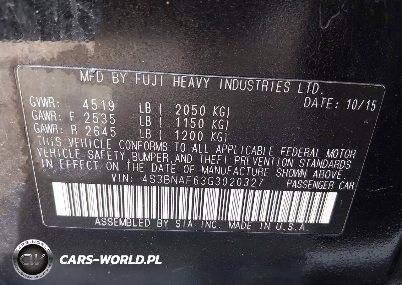 2016 Subaru Legacy 2.5I Premium VIN:4S3BNAF63G3020327 - 9