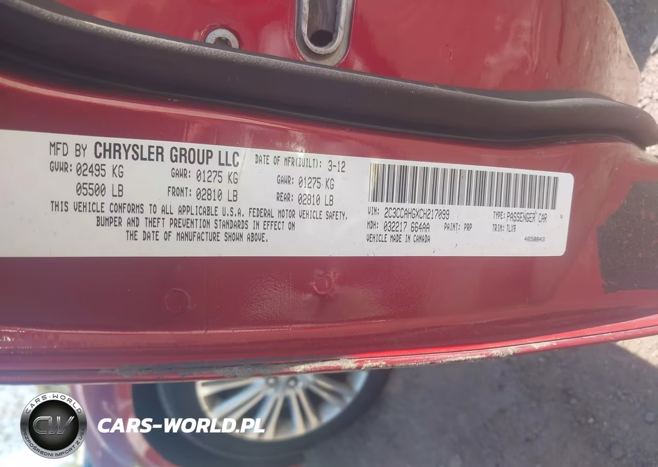 2012 Chrysler 300 Limited VIN:2C3CCAHGXCH217099 - 9