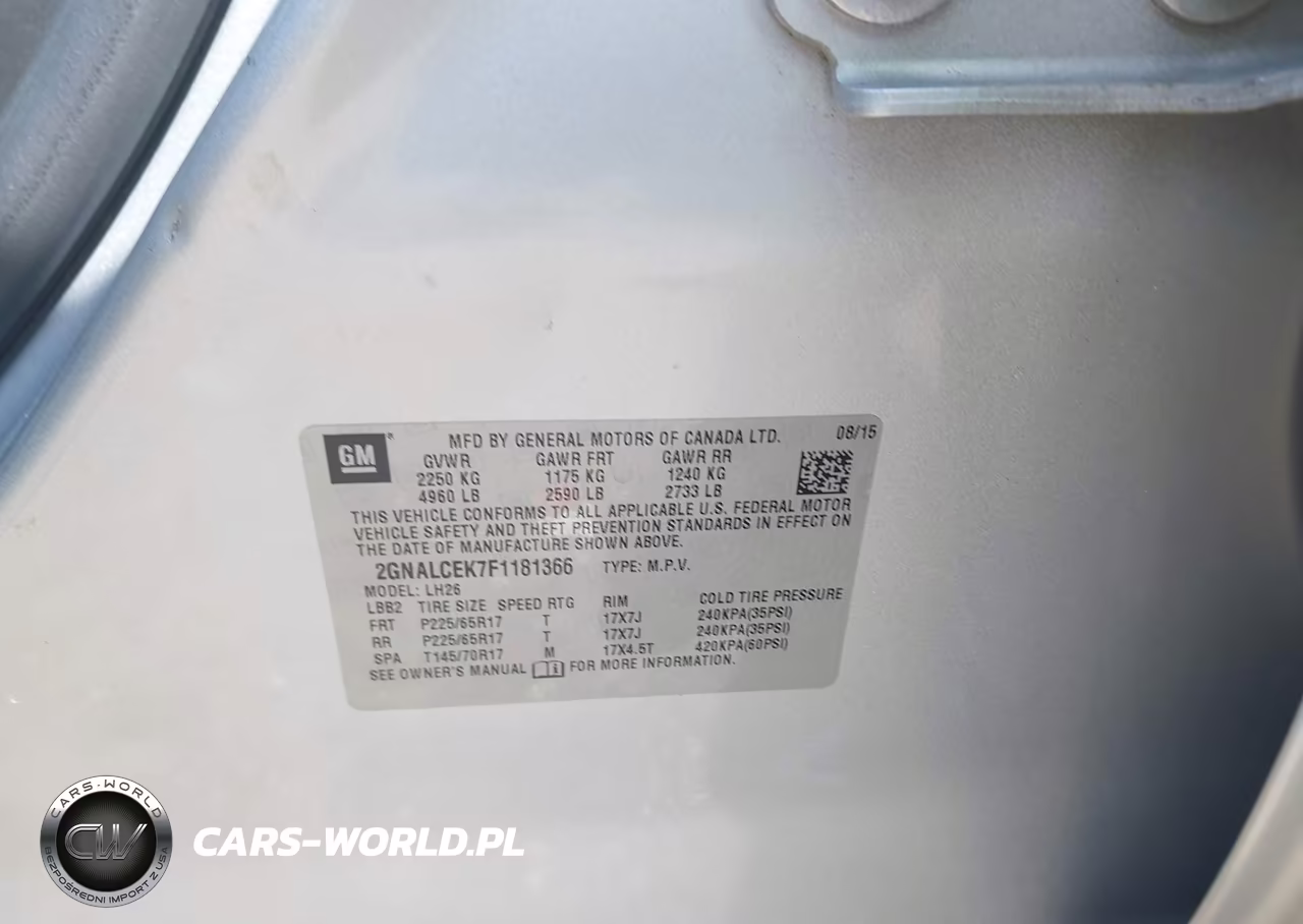 2015 Chevrolet Equinox Lt VIN:2GNALCEK7F1181366 - 9
