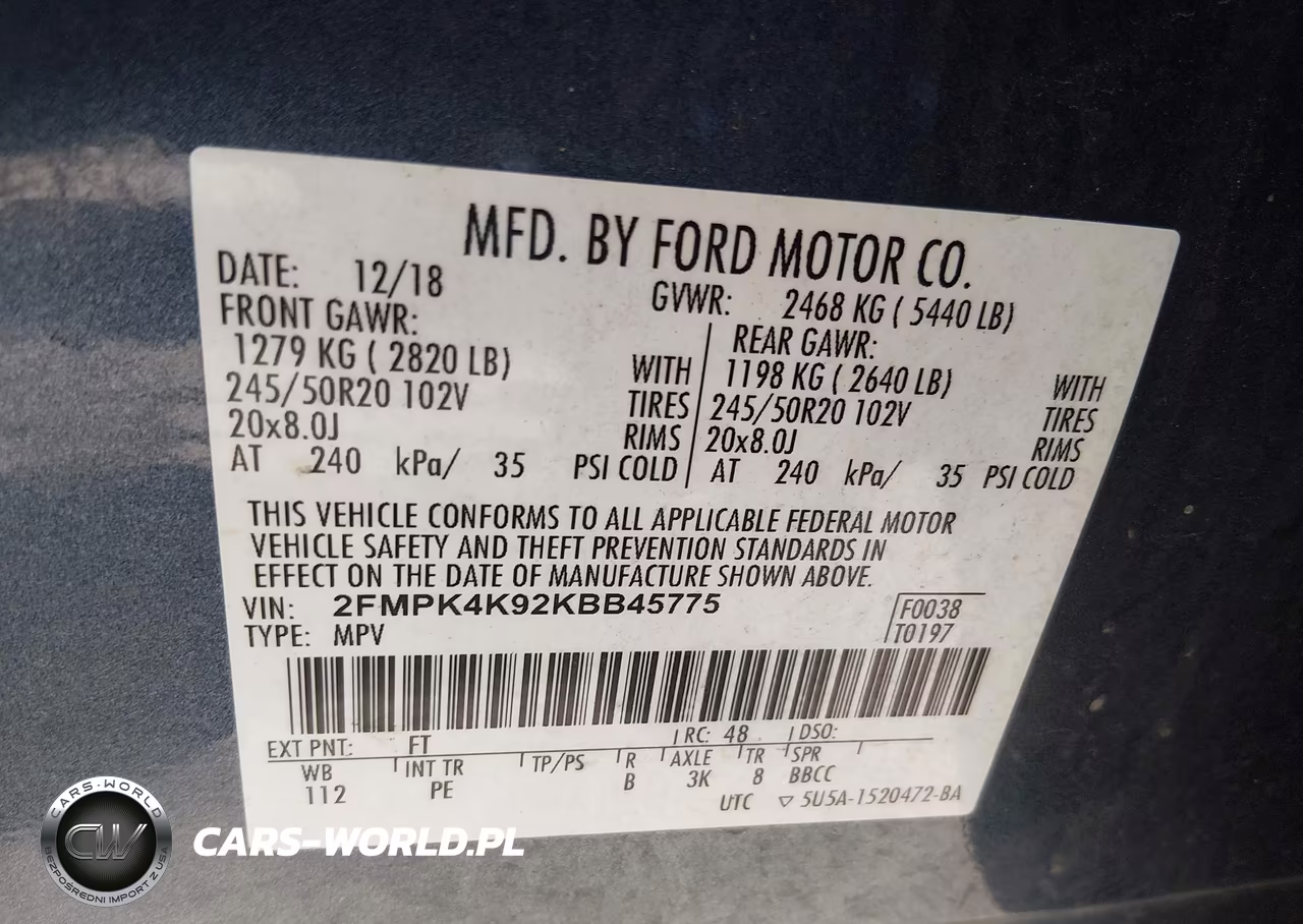 2019 Ford Edge Titanium VIN:2FMPK4K92KBB45775 - 9