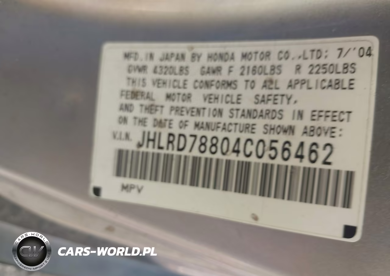 2004 Honda Cr-V Ex VIN:JHLRD78804C056462 - 9