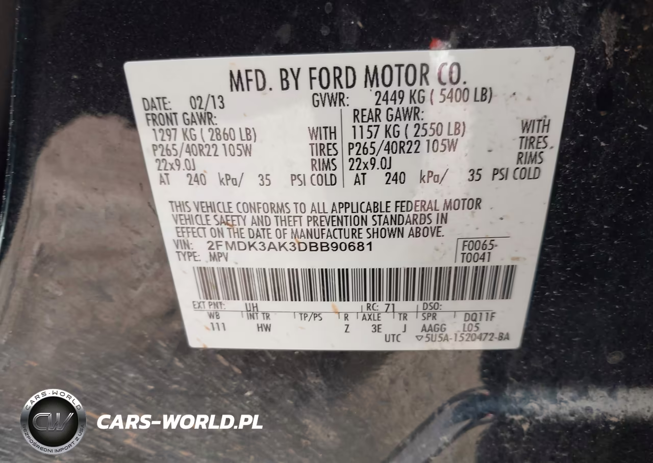 2013 Ford Edge Sport VIN:2FMDK3AK3DBB90681 - 9