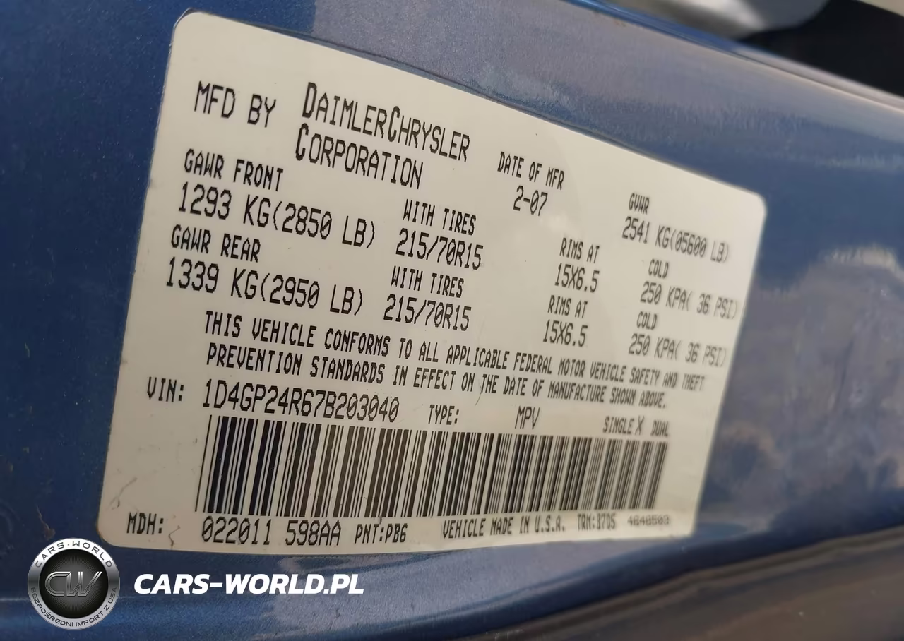 2007 Dodge Grand Caravan Se VIN:1D4GP24R67B203040 - 9
